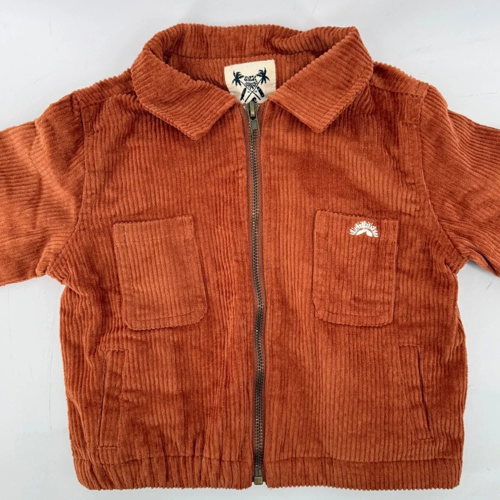Salty Shreds Corduroy Full Zip Jacket Rust Brown Baby 6-12 M Surfer Boho Hipster